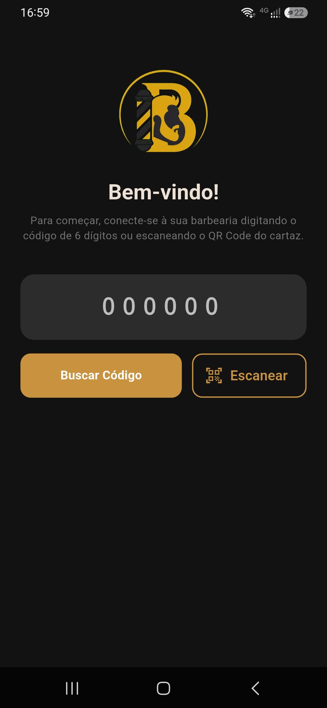 Tela de seleção de barbearia do app do barbeiro Na Régua